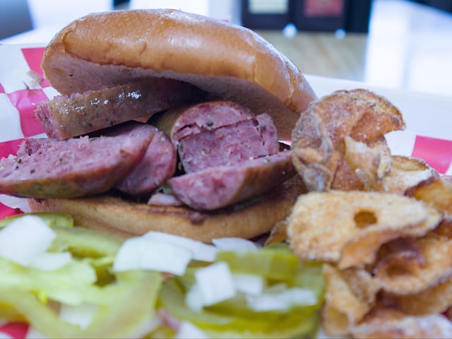 Smoked Sausage Sandwich.